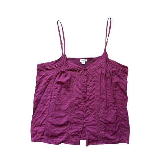 Sundance Tops - Sundance Cami Top XXL Magenta Purple Cotton Gauze Lace Pintuck Boho Smocked Back